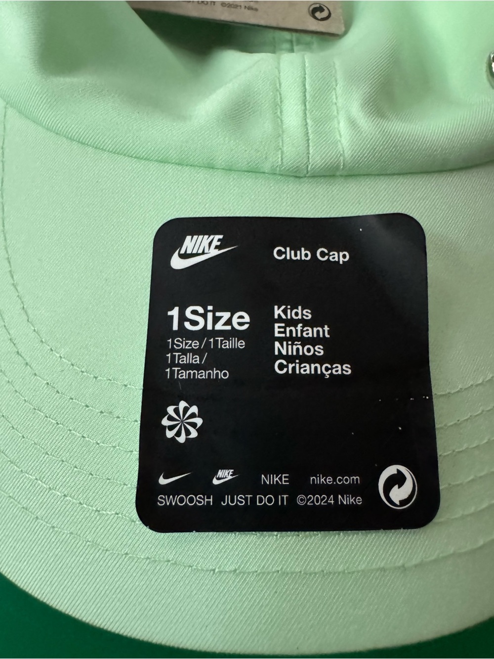 Nike Kids Mint Green Club Cap - Kids One Size - Picture 3 of 5